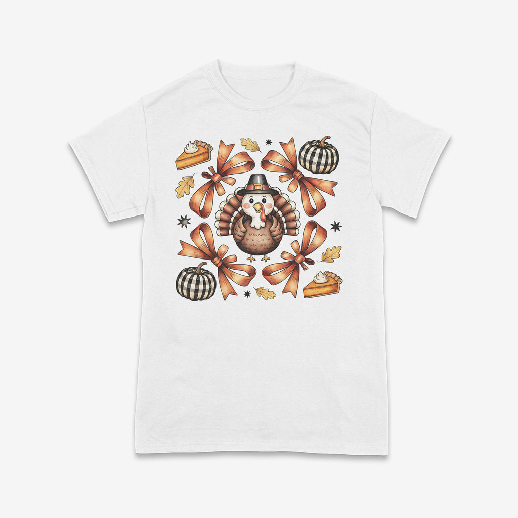 Retro Thanksgiving Turkey & Bows Tee