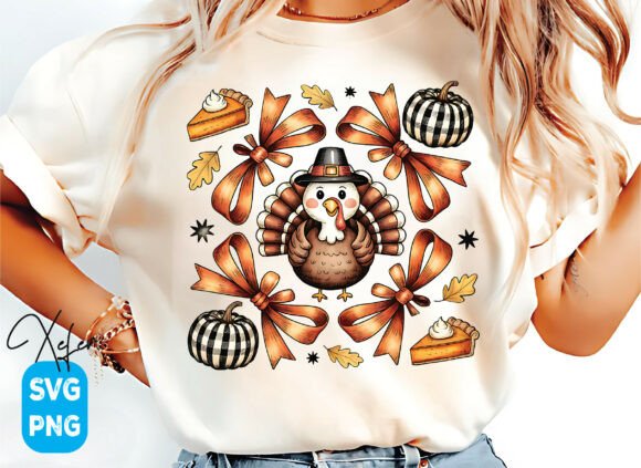 Retro Thanksgiving Turkey & Bows Tee